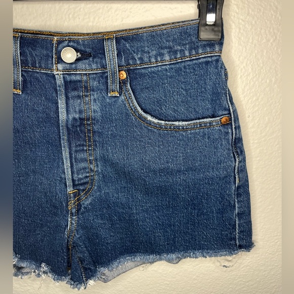 Levi’s 501 High Rise Distressed Denim Shorts W27 👖 Classic Fit - Picture 5 of 6